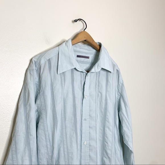 Ted Baker Light Blue Textured Pastel Blue Spinx Slim Fit Button Down Shirt 44 - Picture 3 of 12
